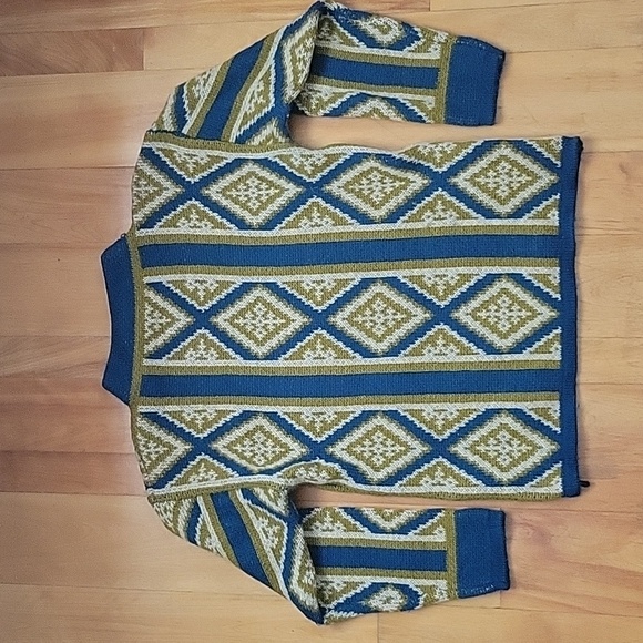 Vintage Janus Of Norway Men's Wool Blend Geometric Print Crew - Picture 2 of 8